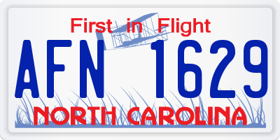 NC license plate AFN1629