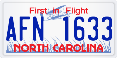 NC license plate AFN1633