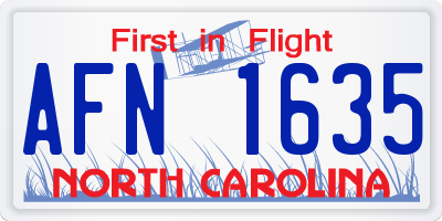 NC license plate AFN1635