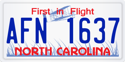 NC license plate AFN1637
