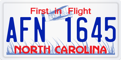NC license plate AFN1645