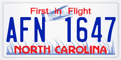 NC license plate AFN1647