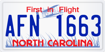 NC license plate AFN1663