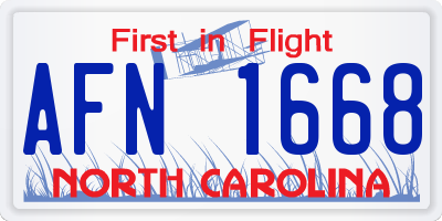 NC license plate AFN1668