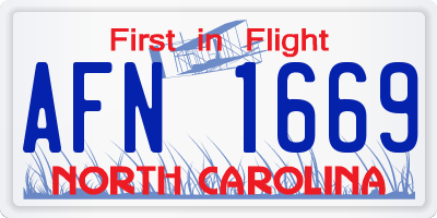NC license plate AFN1669