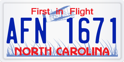 NC license plate AFN1671