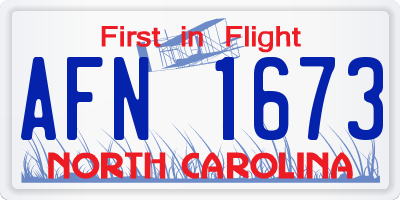 NC license plate AFN1673