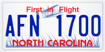 NC license plate AFN1700