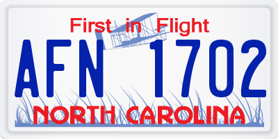 NC license plate AFN1702