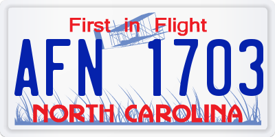 NC license plate AFN1703