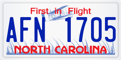 NC license plate AFN1705