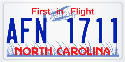 NC license plate AFN1711