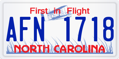 NC license plate AFN1718