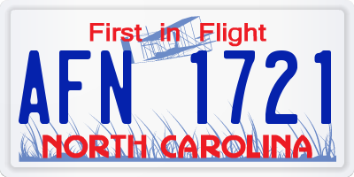 NC license plate AFN1721