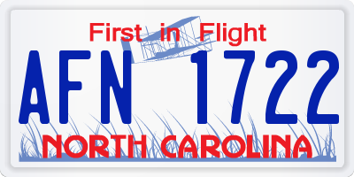 NC license plate AFN1722