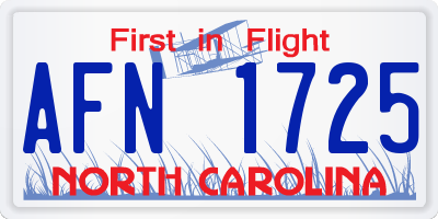 NC license plate AFN1725