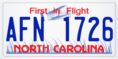 NC license plate AFN1726
