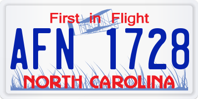 NC license plate AFN1728