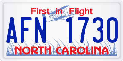 NC license plate AFN1730