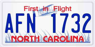 NC license plate AFN1732