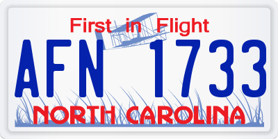 NC license plate AFN1733