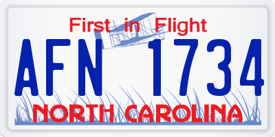 NC license plate AFN1734