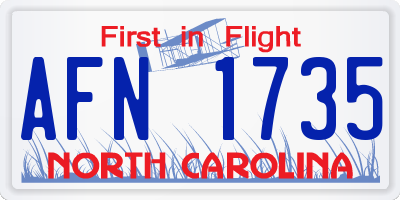 NC license plate AFN1735