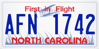 NC license plate AFN1742