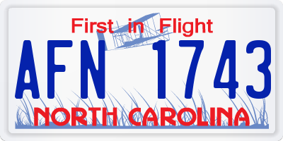 NC license plate AFN1743