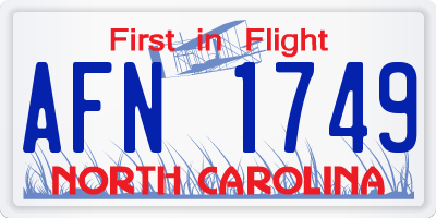 NC license plate AFN1749