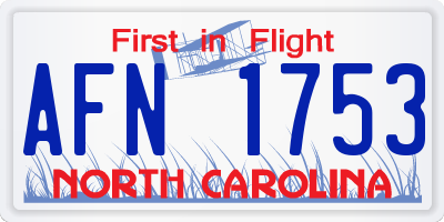 NC license plate AFN1753