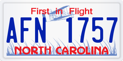 NC license plate AFN1757