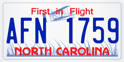 NC license plate AFN1759