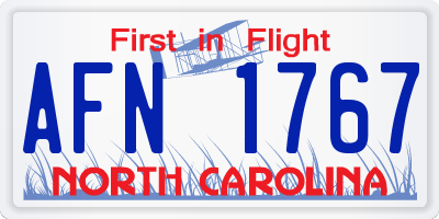 NC license plate AFN1767