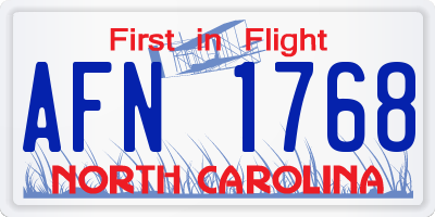 NC license plate AFN1768