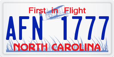 NC license plate AFN1777