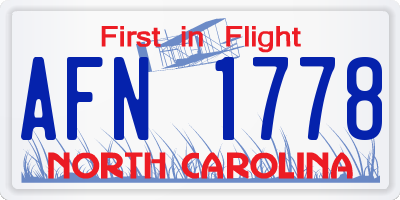 NC license plate AFN1778