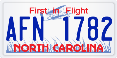 NC license plate AFN1782