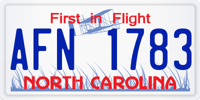 NC license plate AFN1783