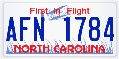 NC license plate AFN1784