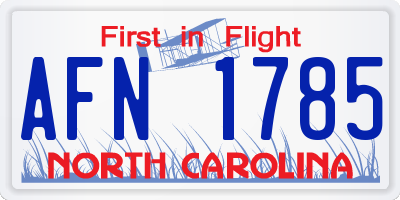 NC license plate AFN1785