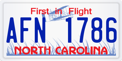 NC license plate AFN1786
