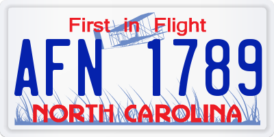 NC license plate AFN1789