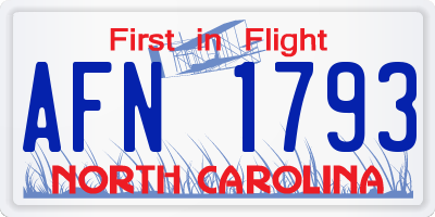 NC license plate AFN1793