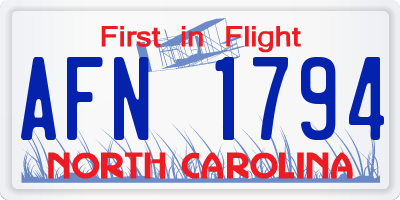 NC license plate AFN1794