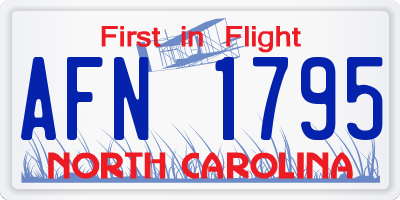 NC license plate AFN1795