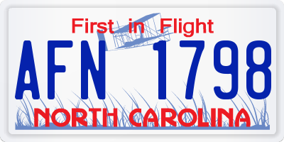 NC license plate AFN1798