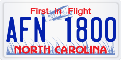 NC license plate AFN1800