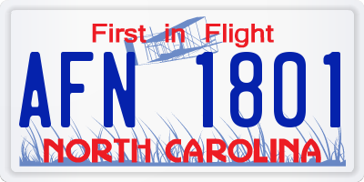 NC license plate AFN1801