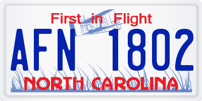 NC license plate AFN1802